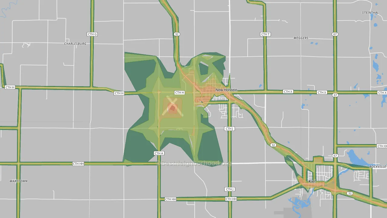 53061, WI Map of Noise Levels in 53061