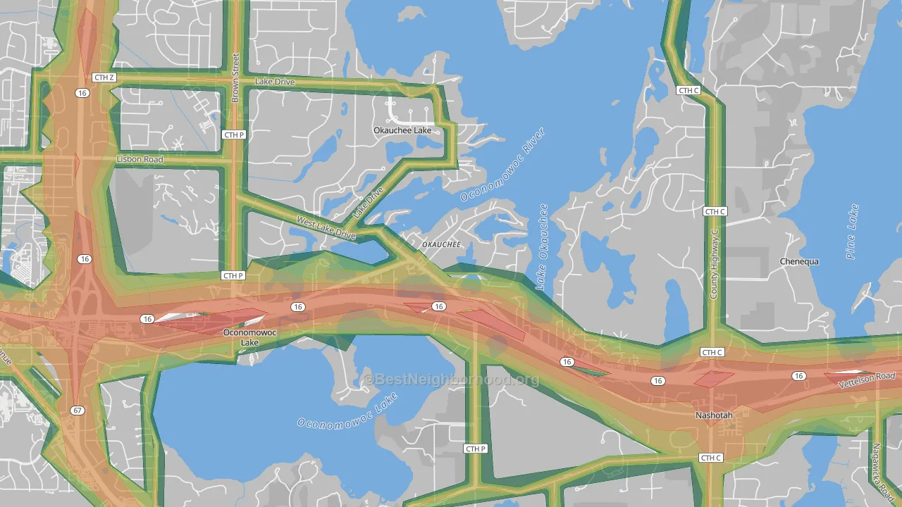 53069, WI Map of Noise Levels in 53069