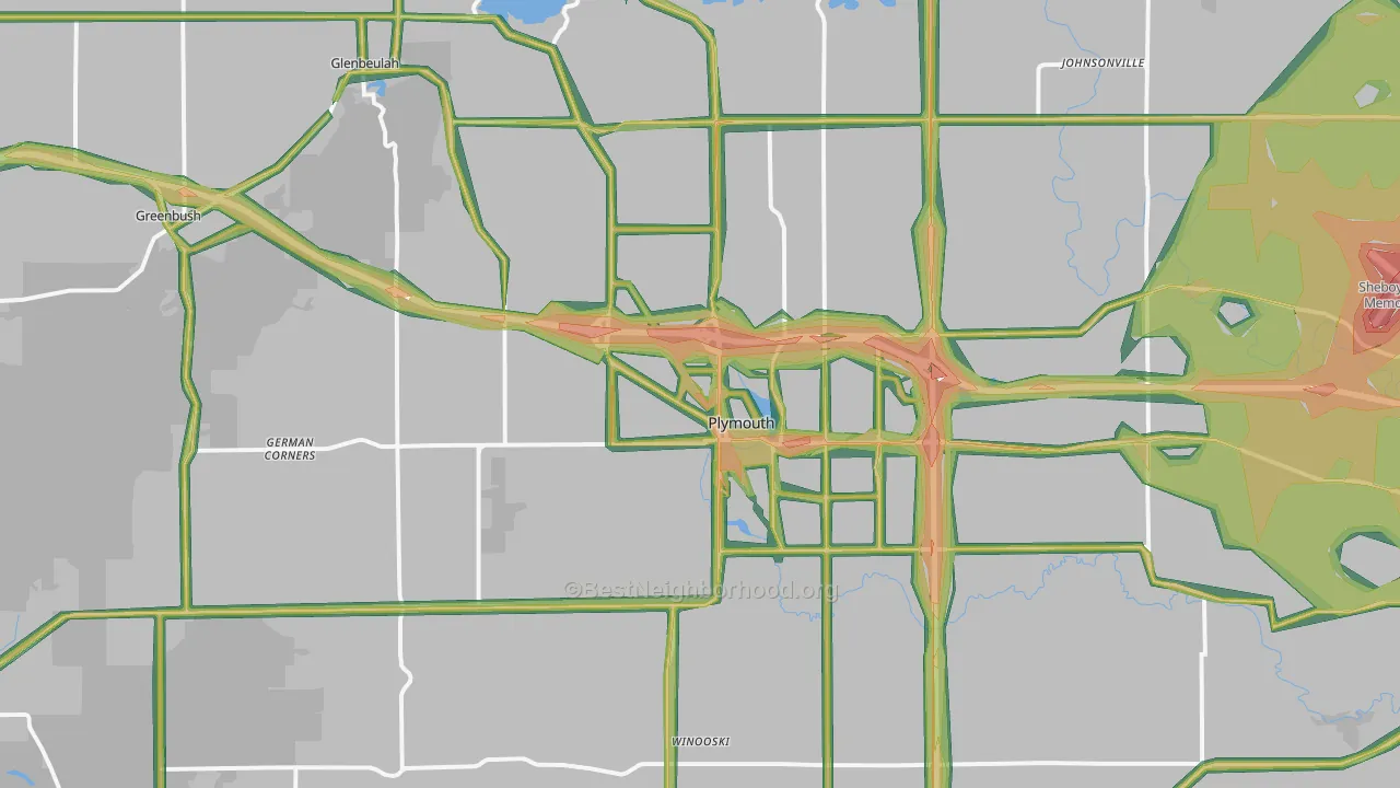 53073, WI Map of Noise Levels in 53073
