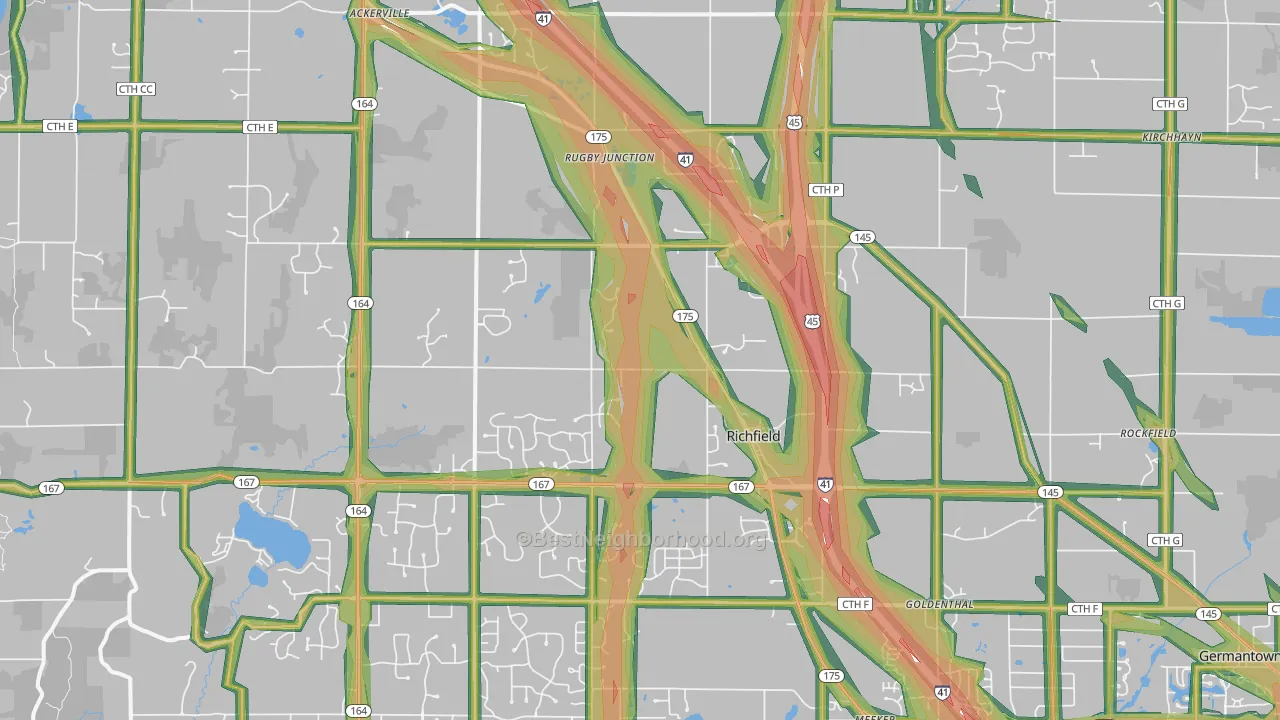 53076, WI Map of Noise Levels in 53076