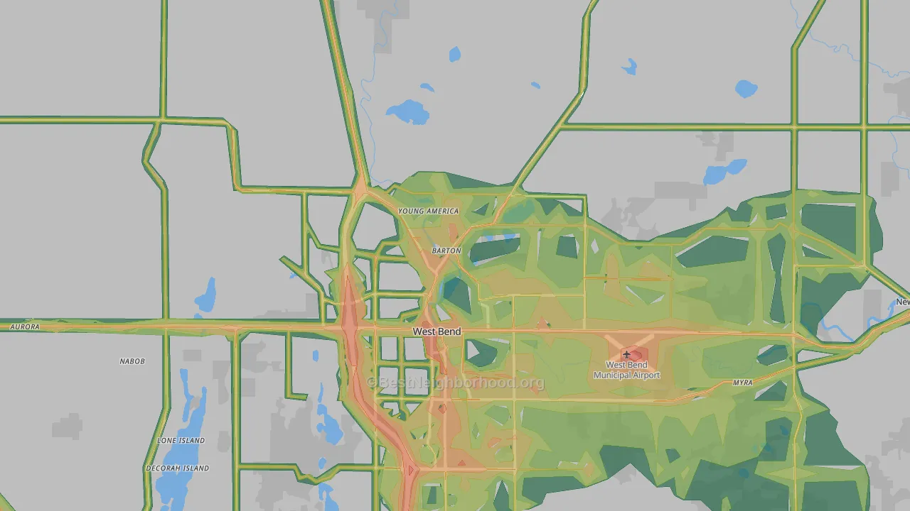 53090, WI Map of Noise Levels in 53090