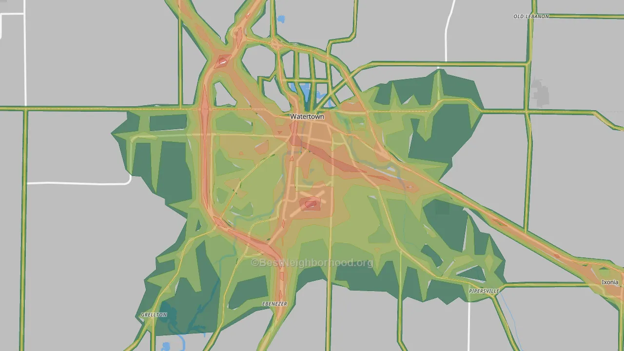 53094, WI Map of Noise Levels in 53094