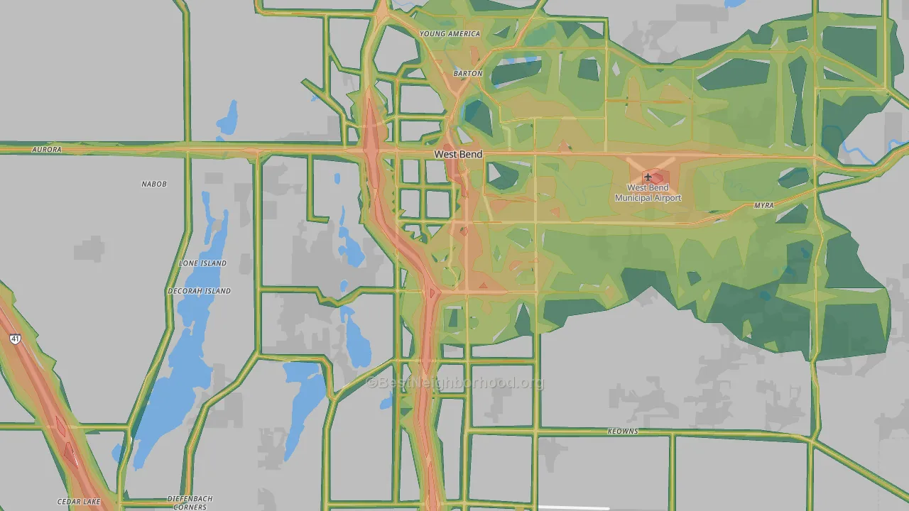 53095, WI Map of Noise Levels in 53095