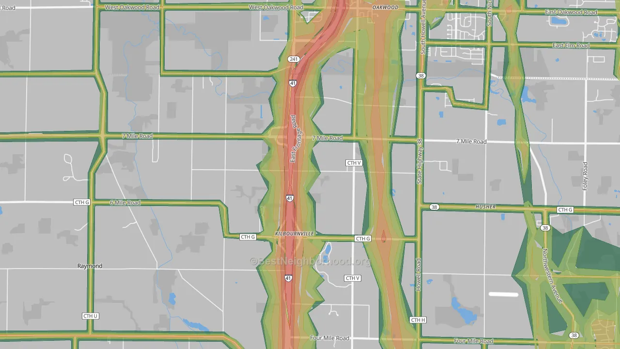 53108, WI Map of Noise Levels in 53108