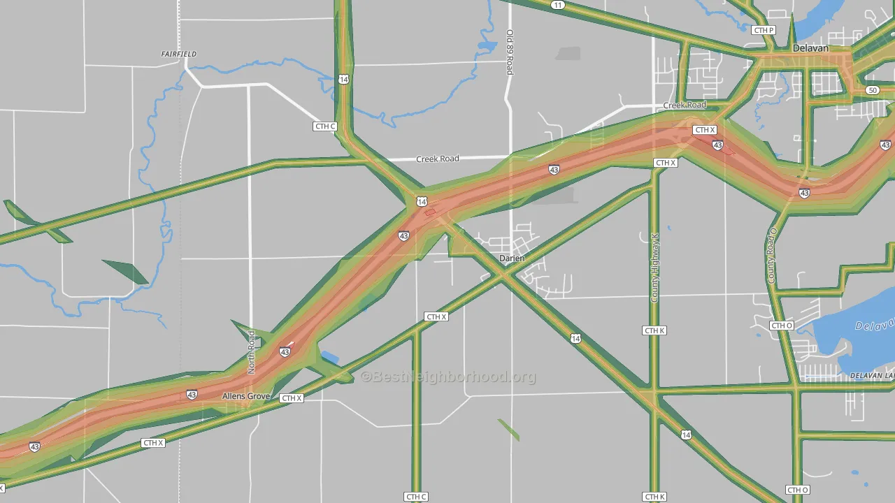 53114, WI Map of Noise Levels in 53114