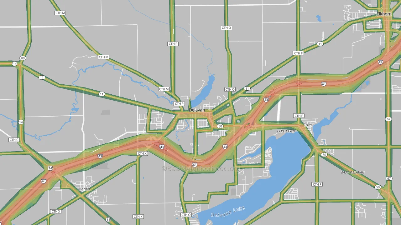 53115, WI Map of Noise Levels in 53115