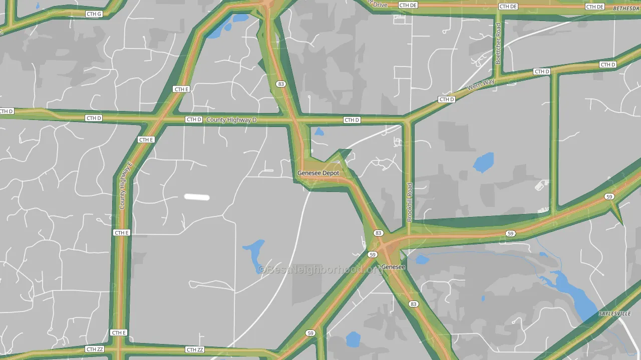 53127, WI Map of Noise Levels in 53127