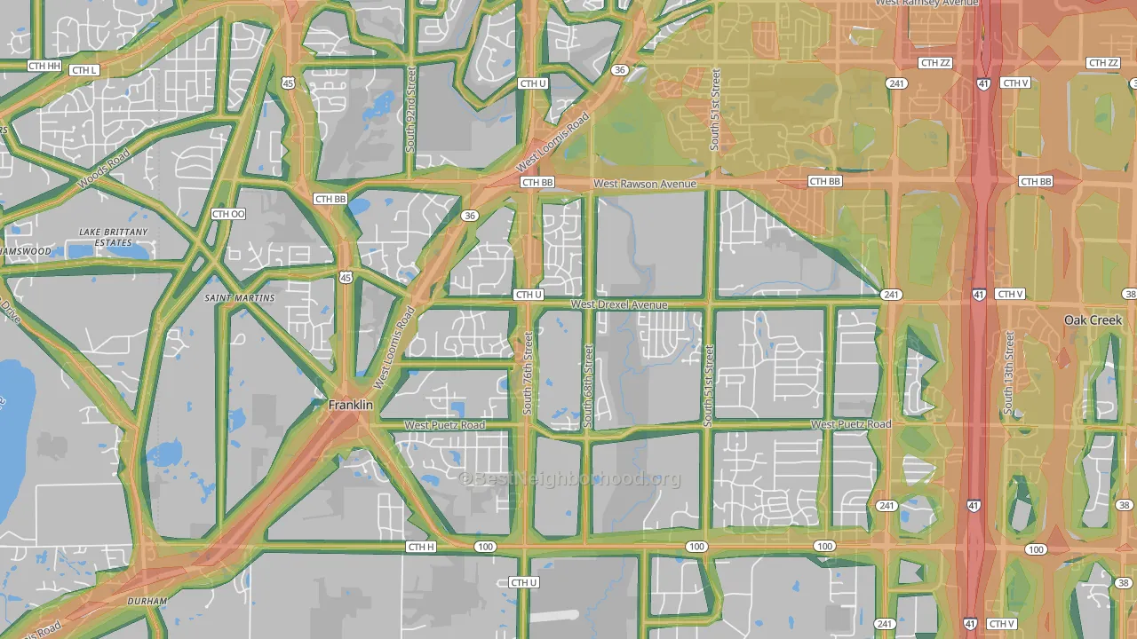 53132, WI Map of Noise Levels in 53132