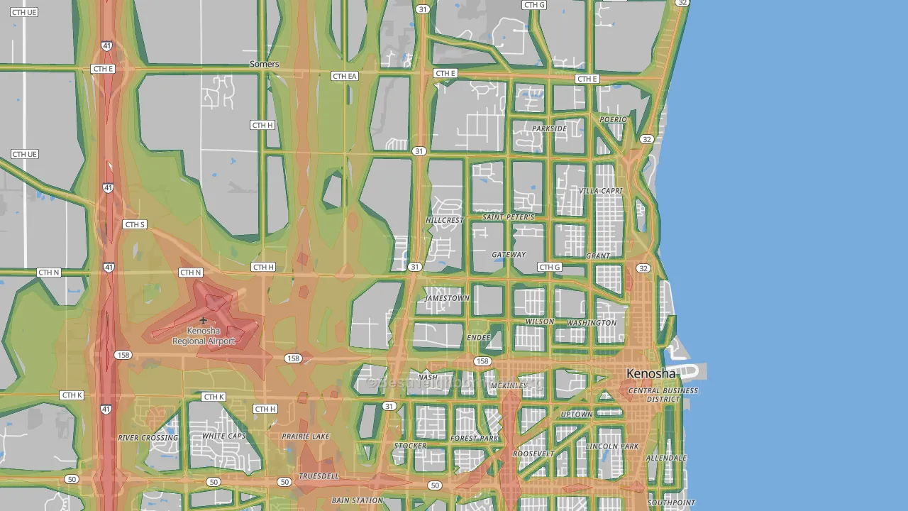 53144, WI Map of Noise Levels in 53144