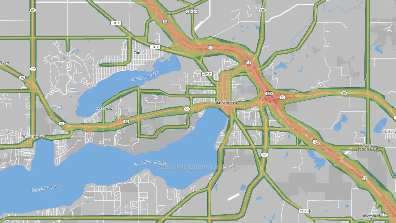 53147, WI Map of Noise Levels in 53147