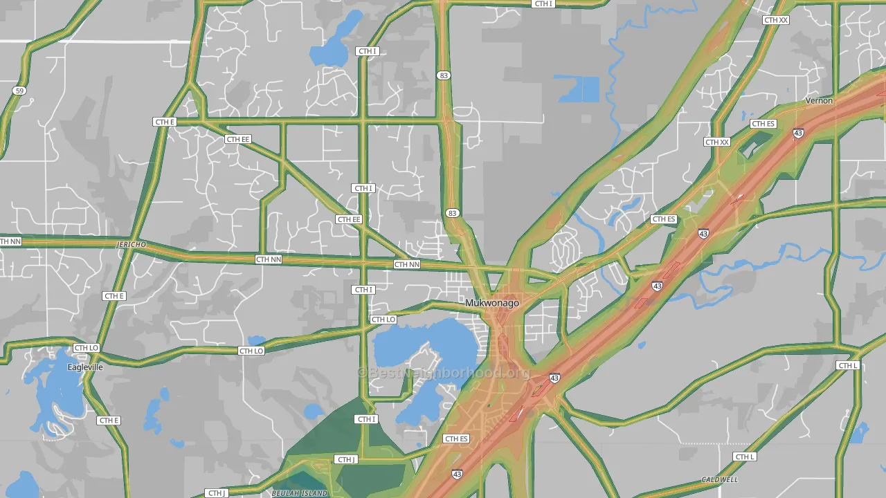 53149, WI Map of Noise Levels in 53149