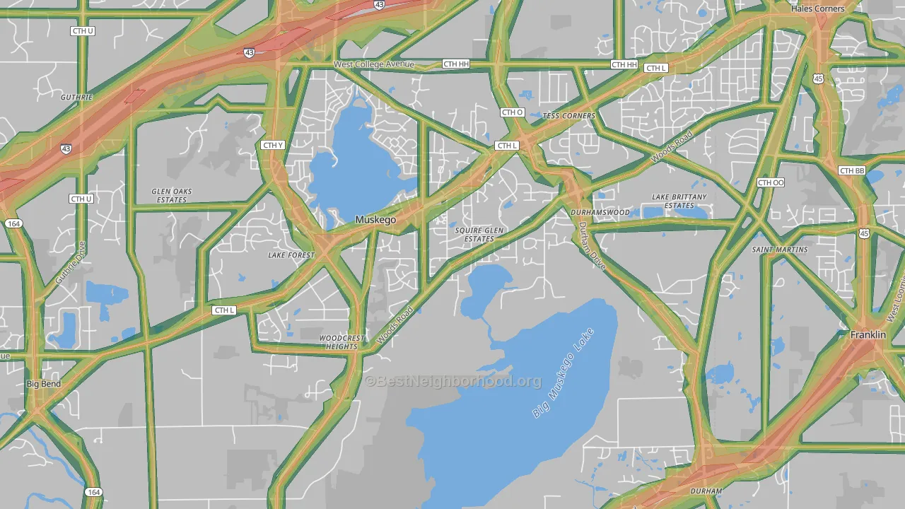 53150, WI Map of Noise Levels in 53150