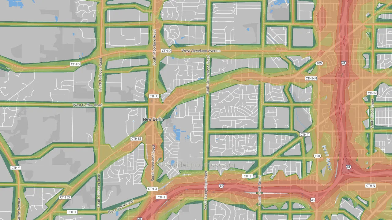 53151, WI Map of Noise Levels in 53151