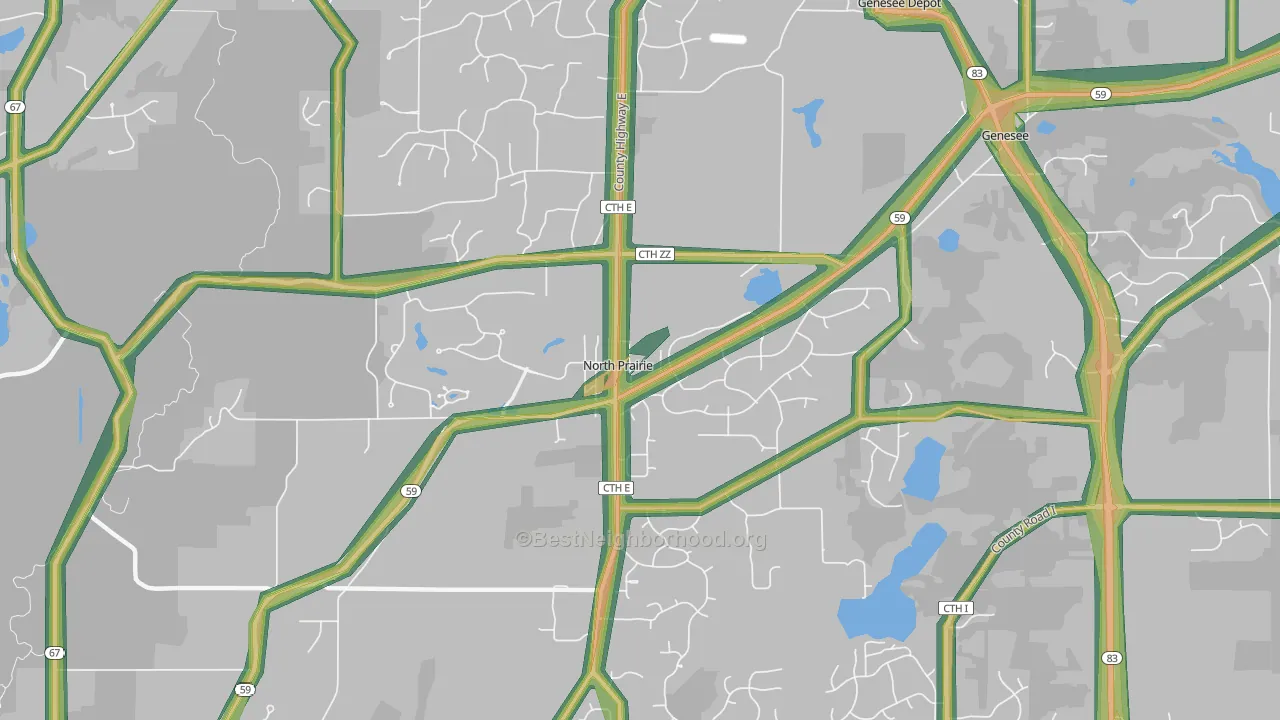 53153, WI Map of Noise Levels in 53153