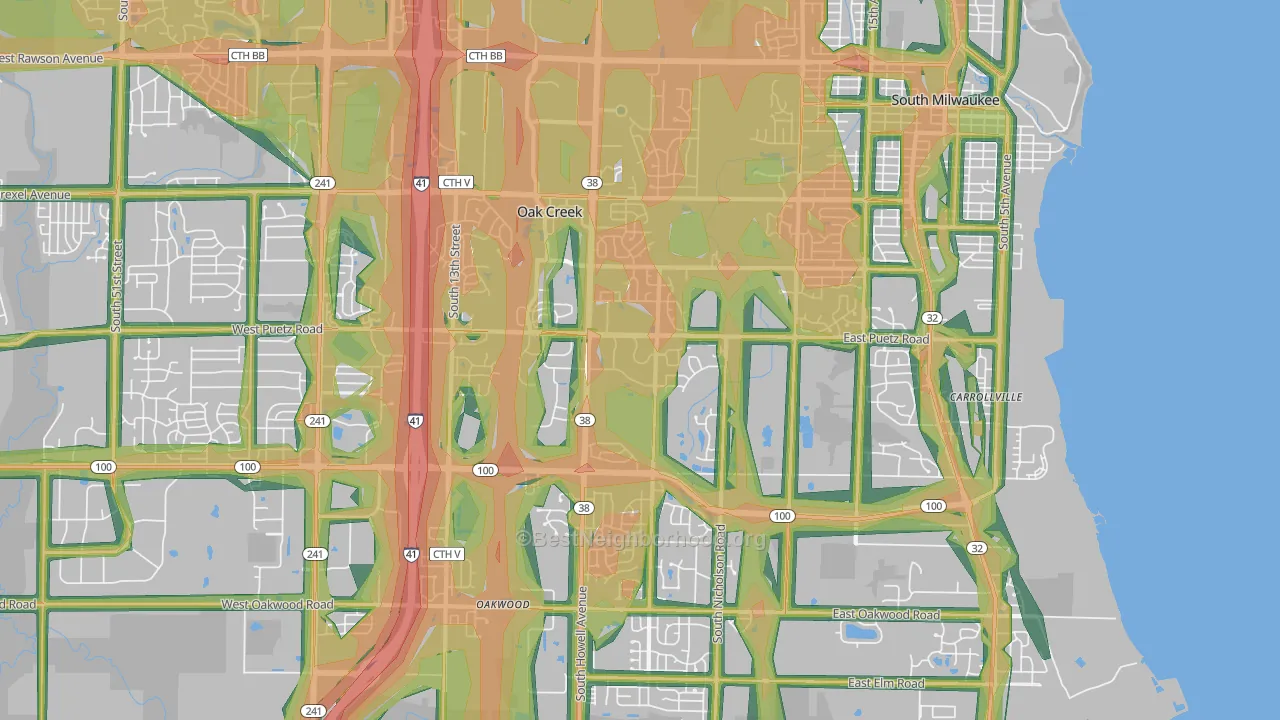 53154, WI Map of Noise Levels in 53154