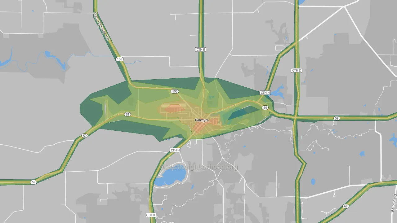 53156, WI Map of Noise Levels in 53156