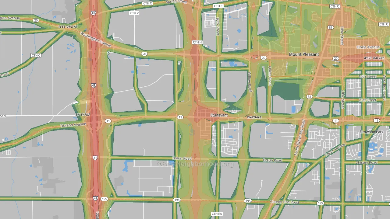 53177, WI Map of Noise Levels in 53177