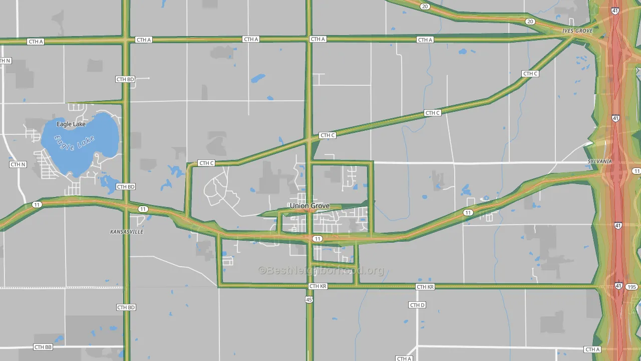 53182, WI Map of Noise Levels in 53182
