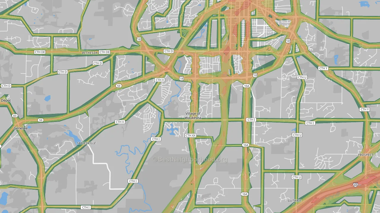 53189, WI Map of Noise Levels in 53189