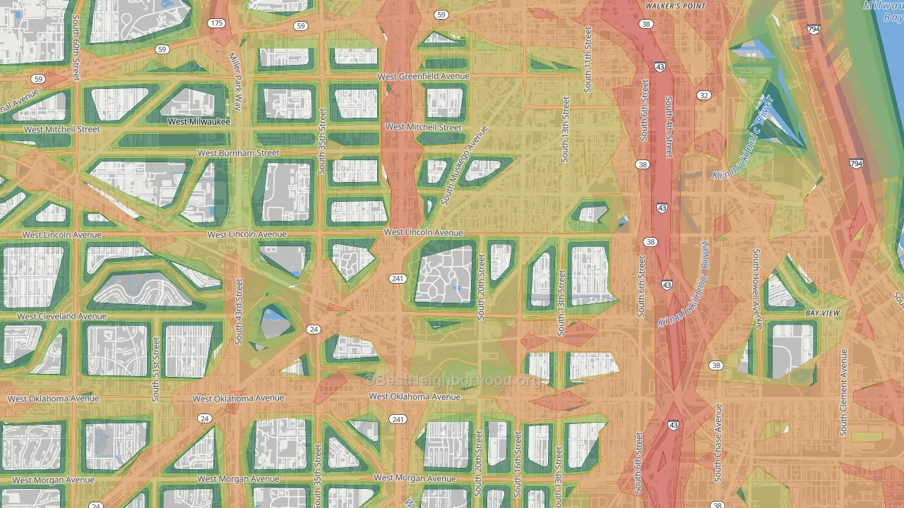 53215, WI Map of Noise Levels in 53215