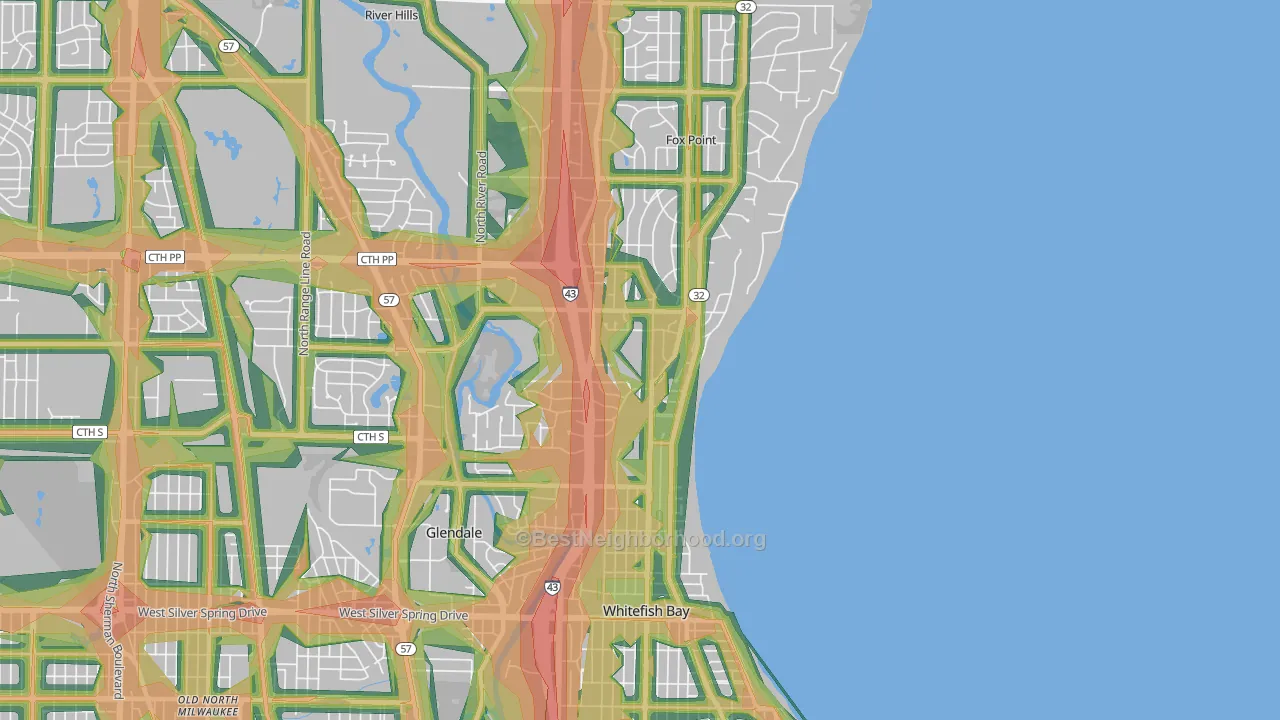 53217, WI Map of Noise Levels in 53217