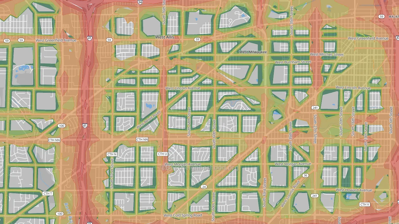 53219, WI Map of Noise Levels in 53219