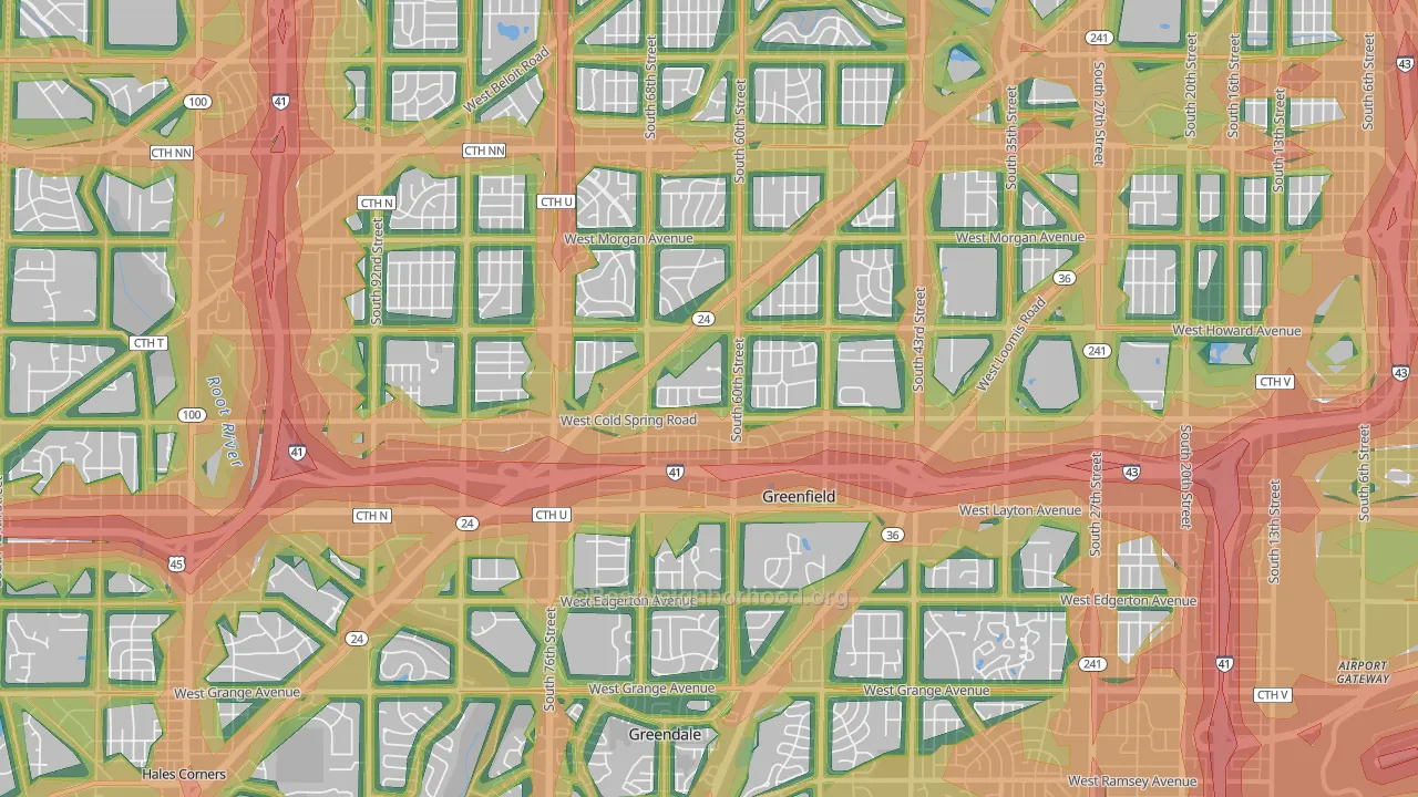 53220, WI Map of Noise Levels in 53220