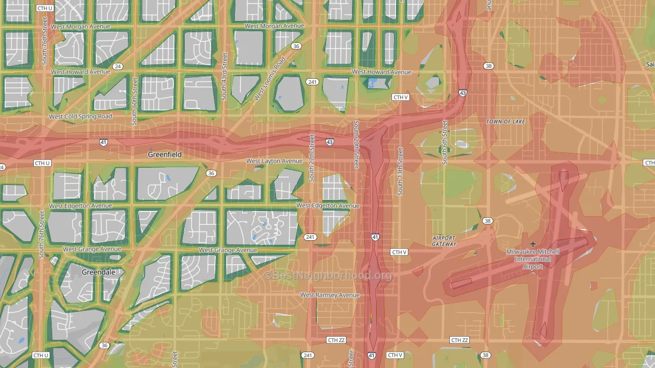 53221, WI Map of Noise Levels in 53221