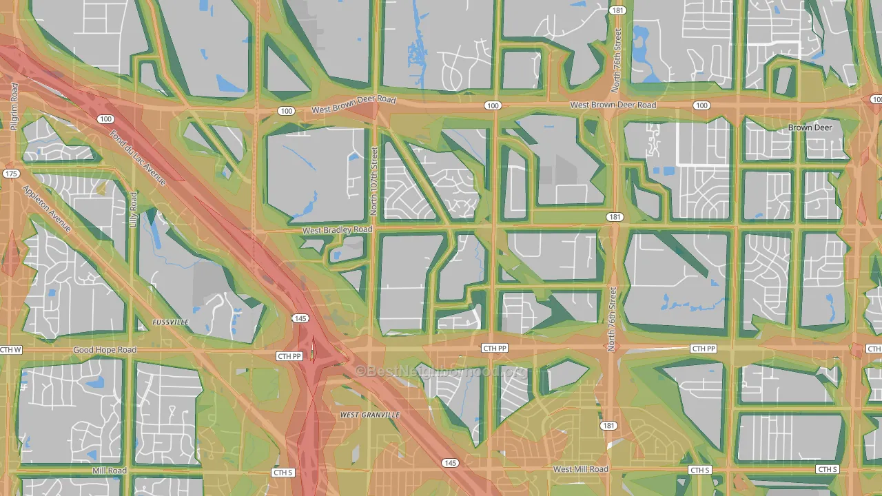 53224, WI Map of Noise Levels in 53224