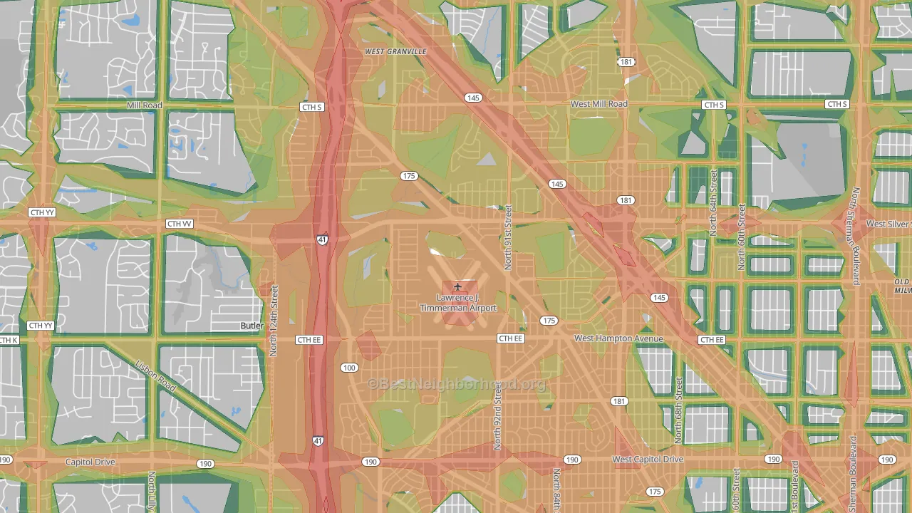 53225, WI Map of Noise Levels in 53225