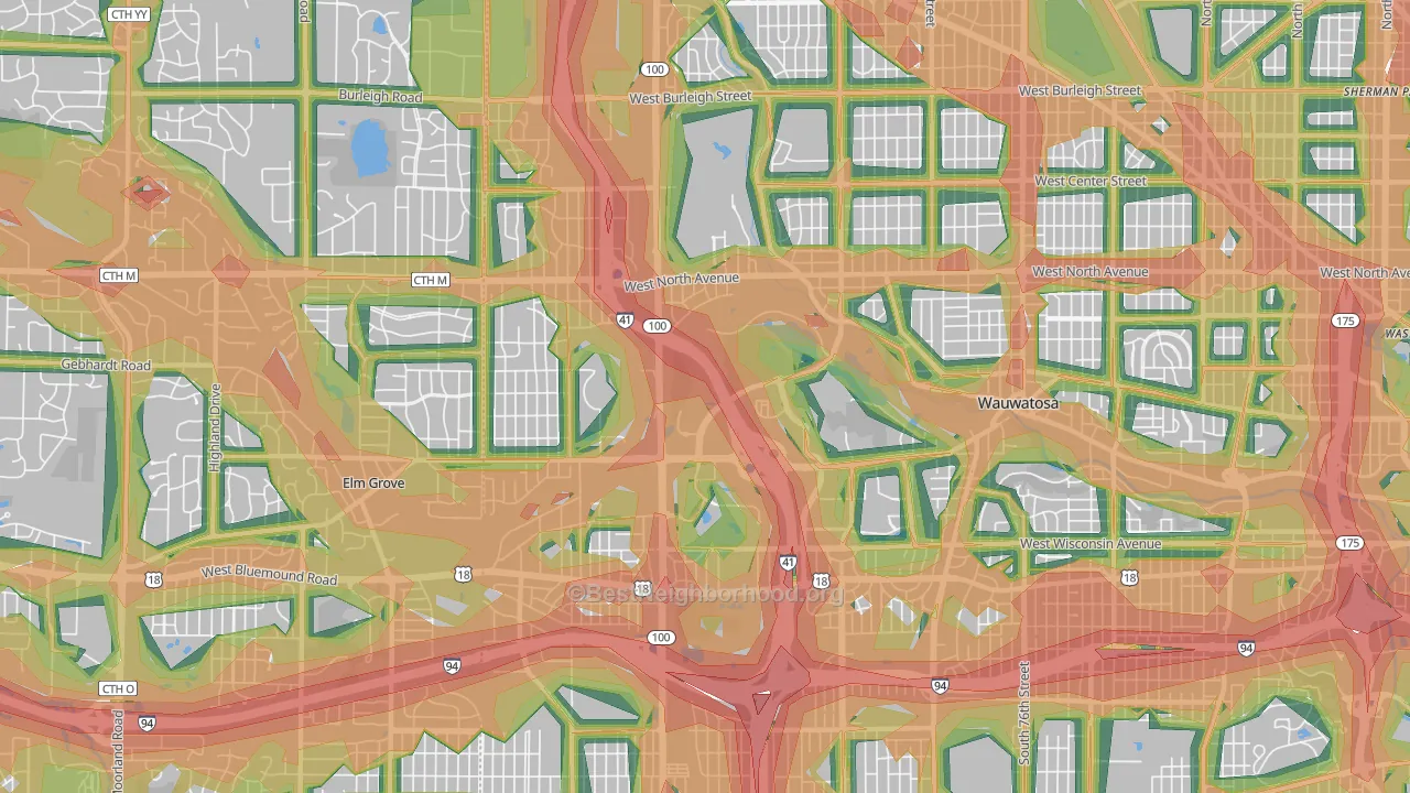 53226, WI Map of Noise Levels in 53226