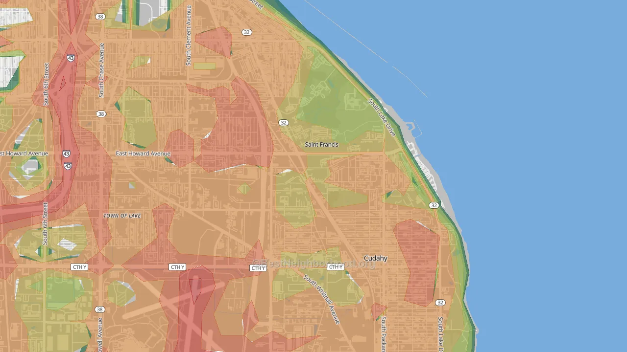 53235, WI Map of Noise Levels in 53235