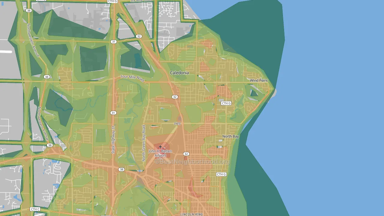 53402, WI Map of Noise Levels in 53402