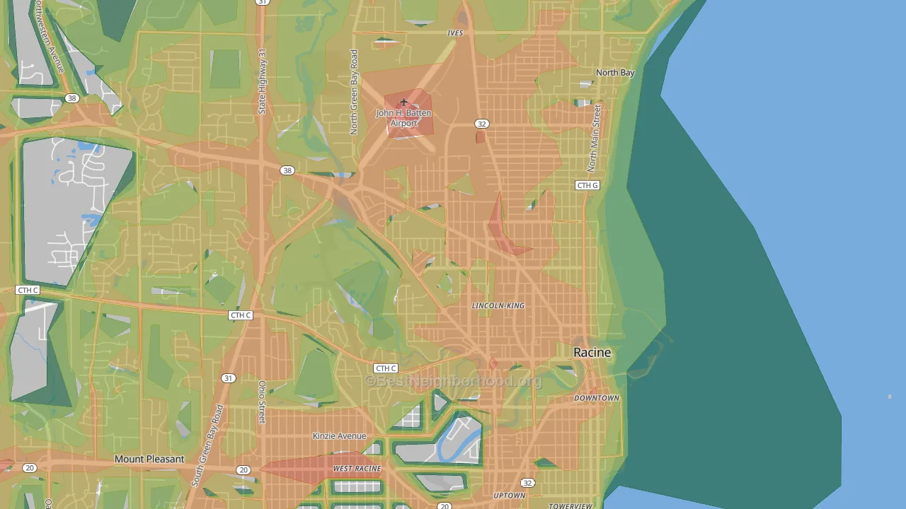 53404, WI Map of Noise Levels in 53404
