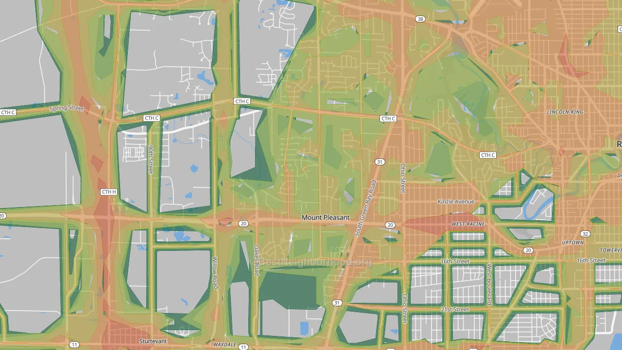 53406, WI Map of Noise Levels in 53406