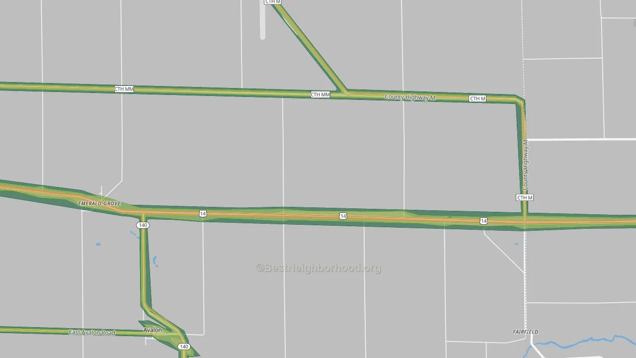 53505, WI Map of Noise Levels in 53505