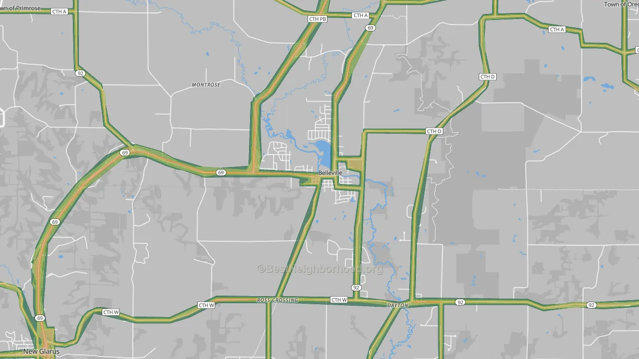 53508, WI Map of Noise Levels in 53508