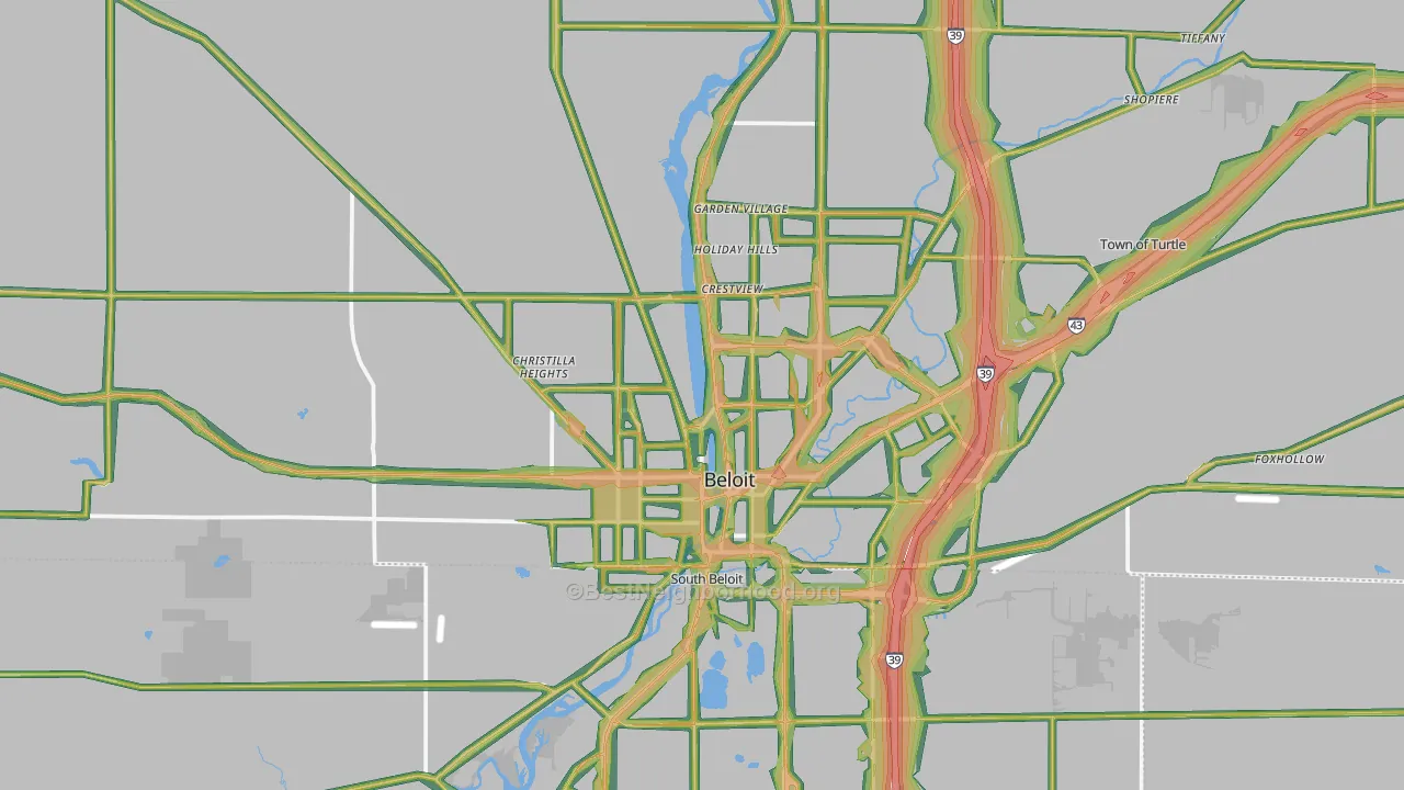 53511, WI Map of Noise Levels in 53511
