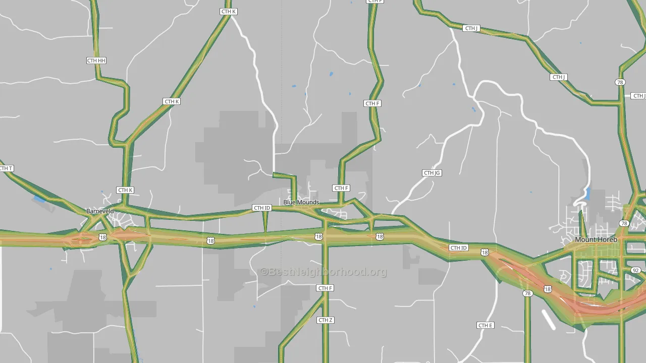 53517, WI Map of Noise Levels in 53517