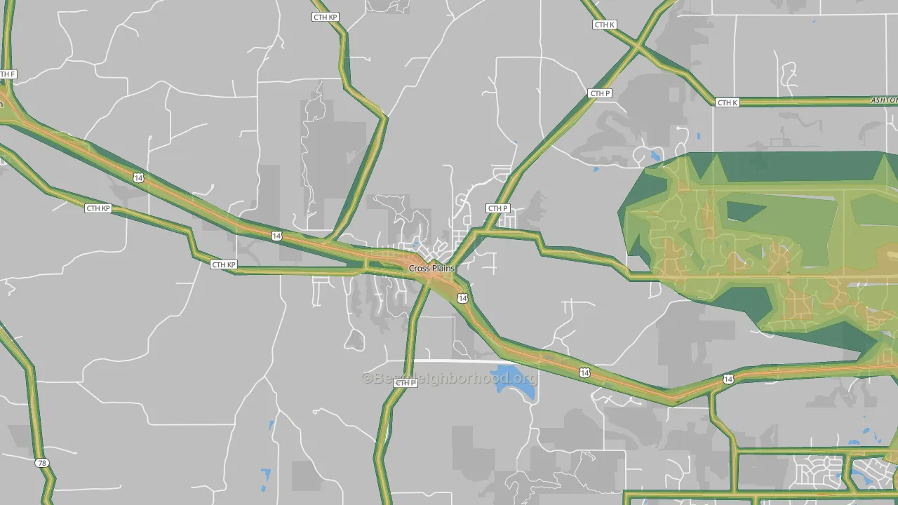 53528, WI Map of Noise Levels in 53528