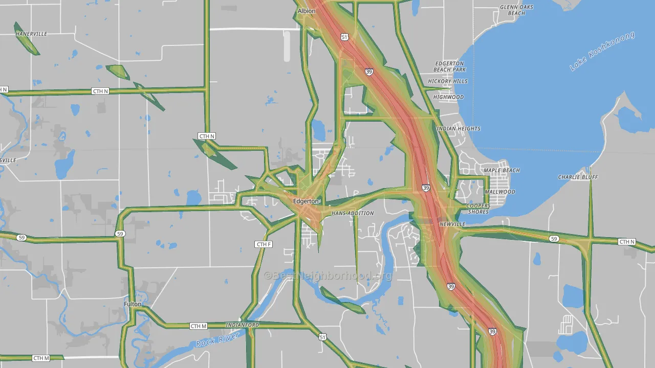 53534, WI Map of Noise Levels in 53534