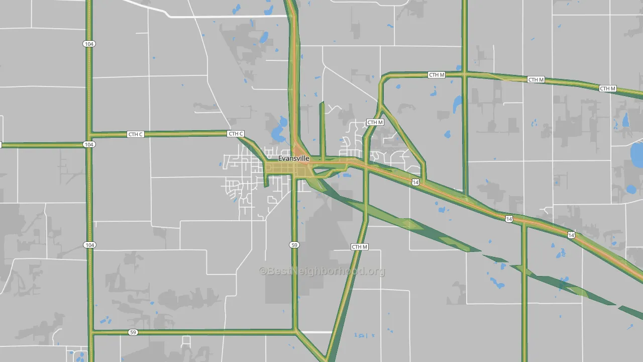 53536, WI Map of Noise Levels in 53536
