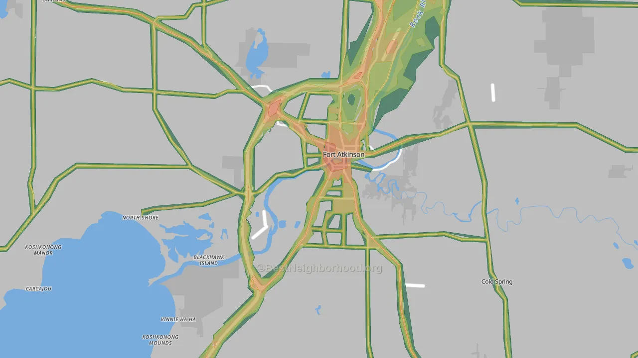 53538, WI Map of Noise Levels in 53538