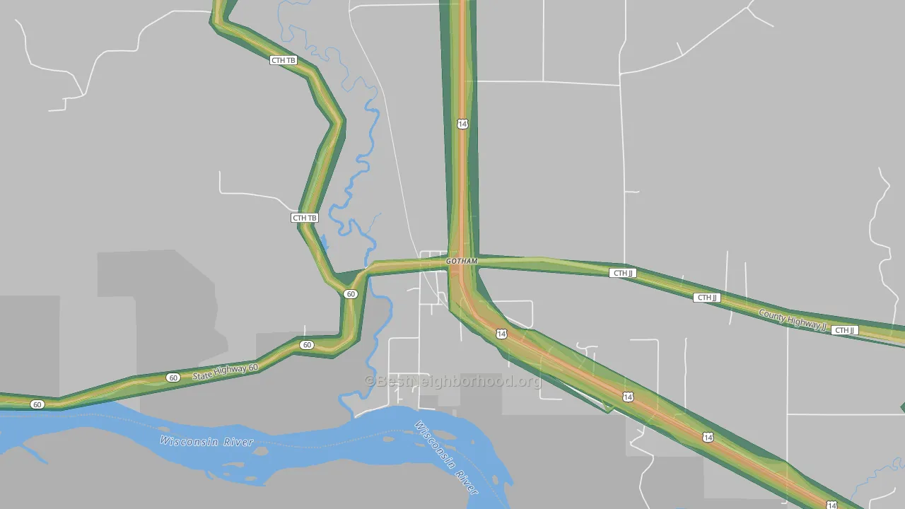 53540, WI Map of Noise Levels in 53540