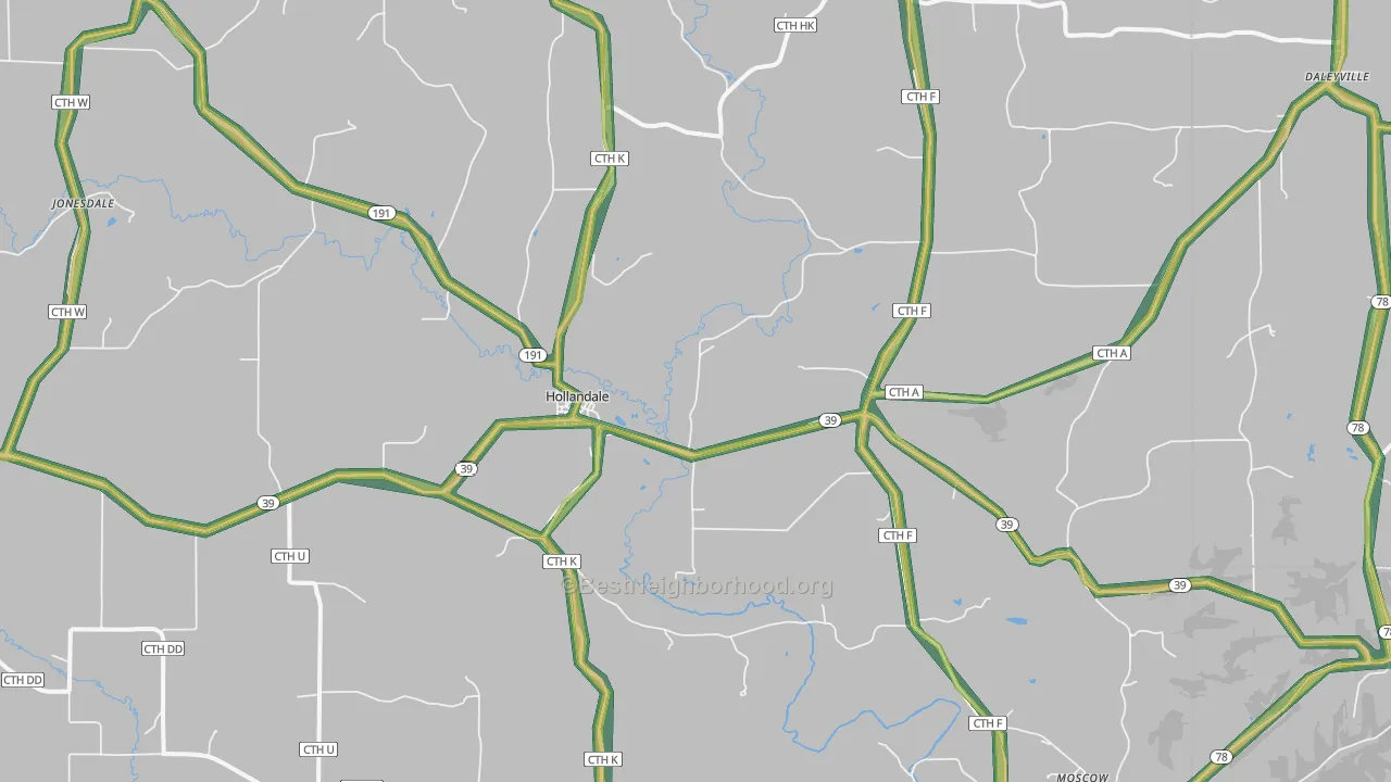 53544, WI Map of Noise Levels in 53544