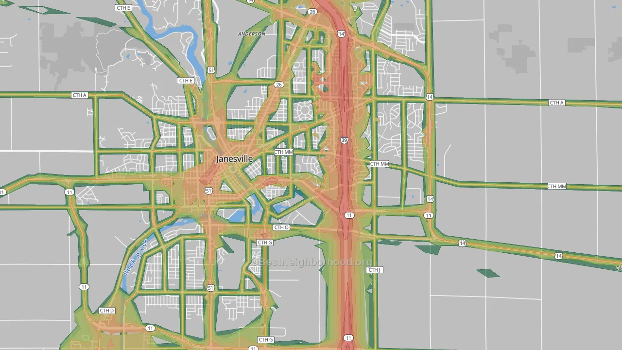 53546, WI Map of Noise Levels in 53546