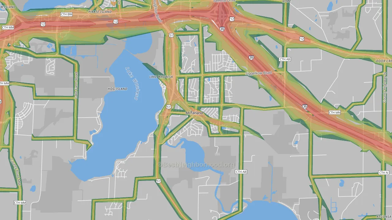 53558, WI Map of Noise Levels in 53558