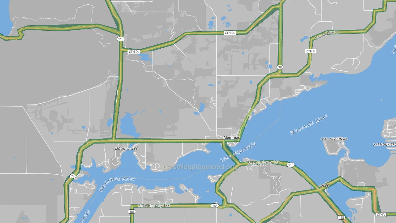 53561, WI Map of Noise Levels in 53561