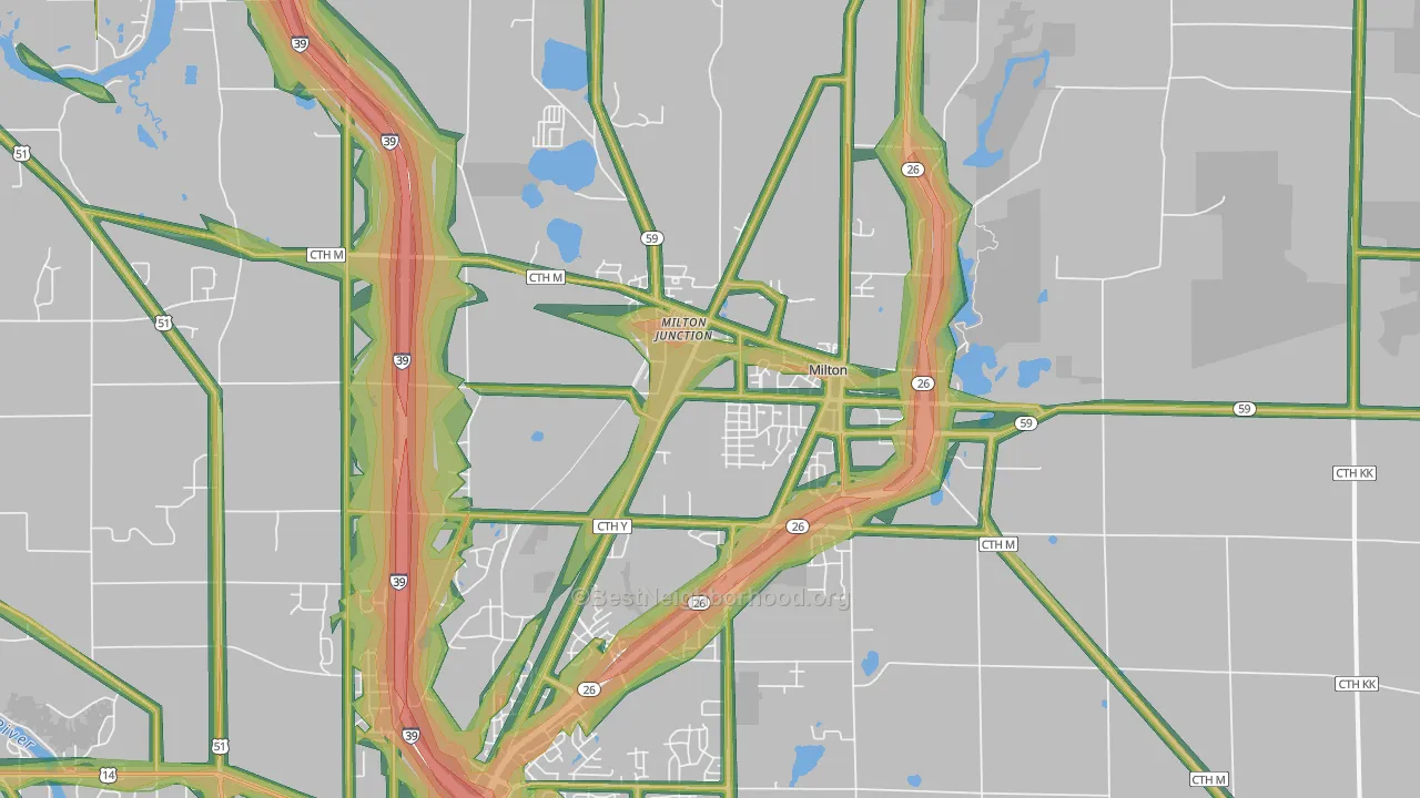 53563, WI Map of Noise Levels in 53563