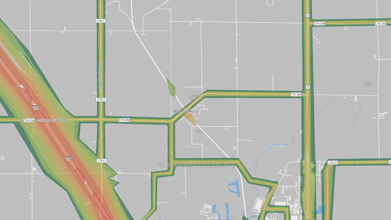 53571, WI Map of Noise Levels in 53571